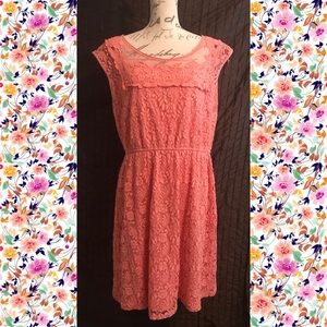 Pink Lace Overlay Dress Sz 1x